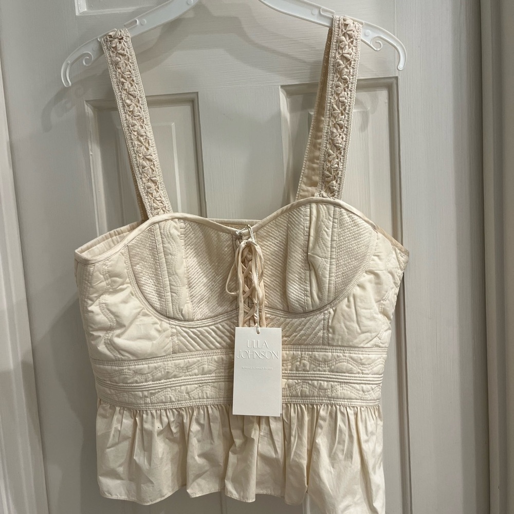 Cream Lace Strap Peplum Top